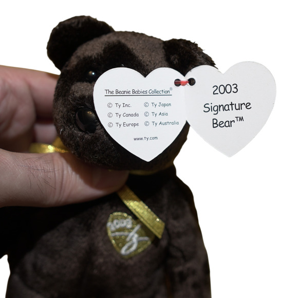 VTG TY Beanie Babies 2003 Signature Bear Brown Gold MWMT Retired Collectible - Picture 3 of 6